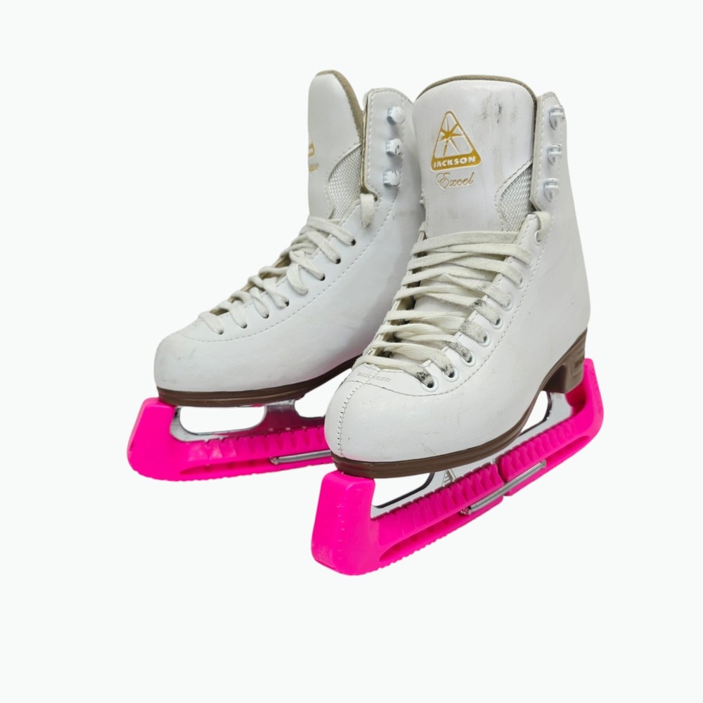 Jackson Excel Kids Figure Skates White Ultima Mark II Blades Size 1.5 C Pink
